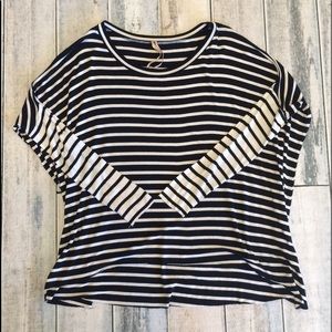 Anthro Bailey 44 Navy/White Stripe Long Sleeve Top