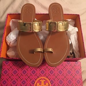 Genuine Tory Burch Gold Leather Sandals