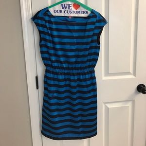 Navy and royal blue striped dress