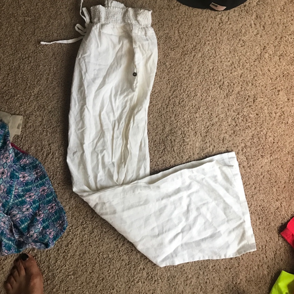 White linen pants