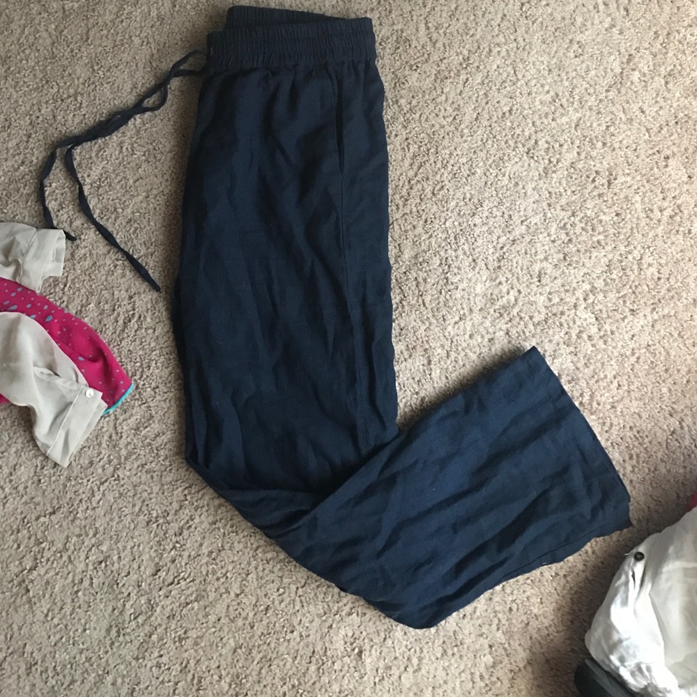 Navy blue linen pants