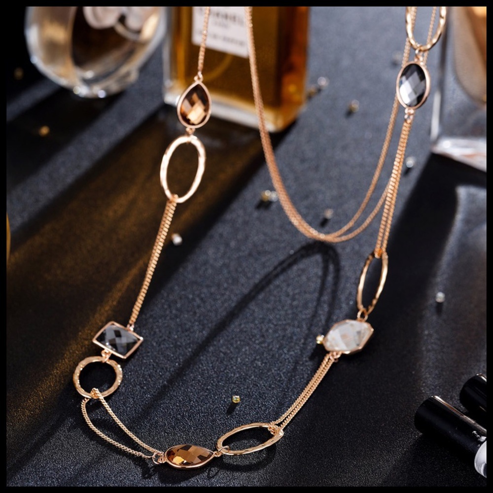 🌺 Austrian Crystals Long Necklace - Picture 1 of 5