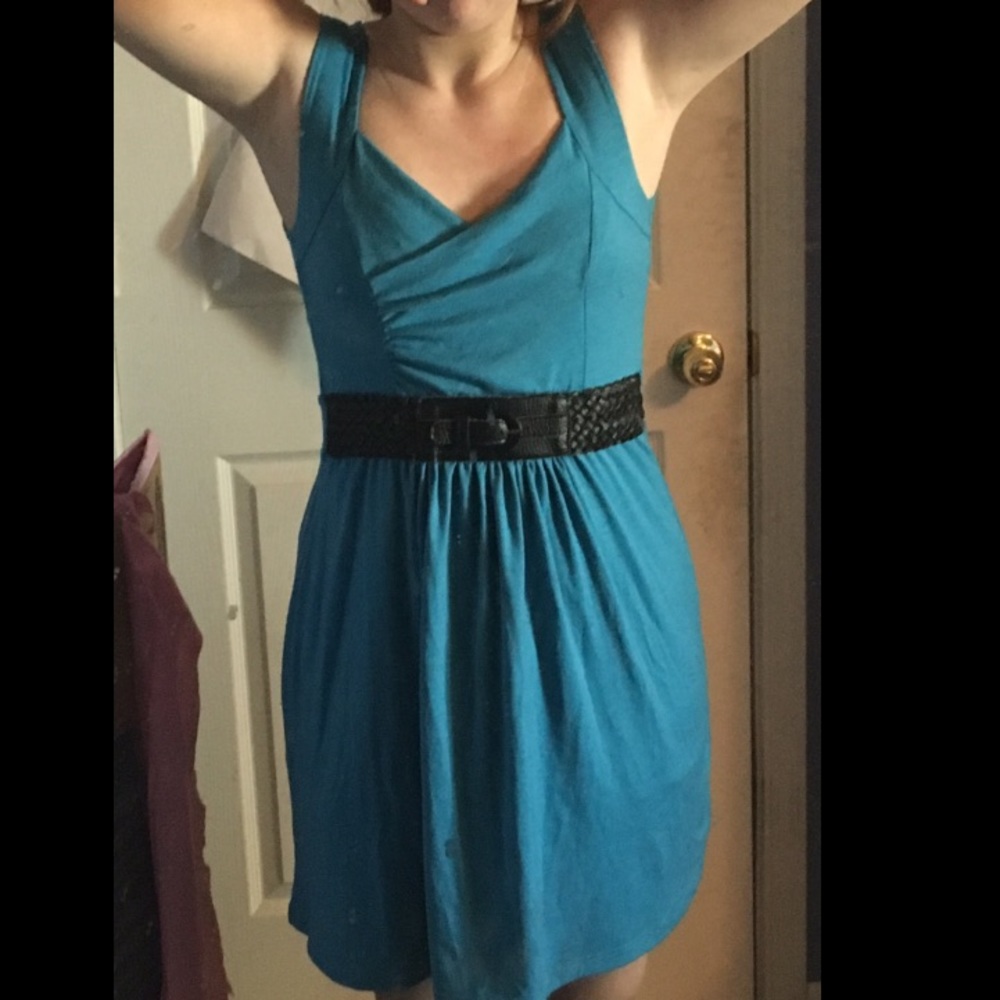 Blue dress with belt