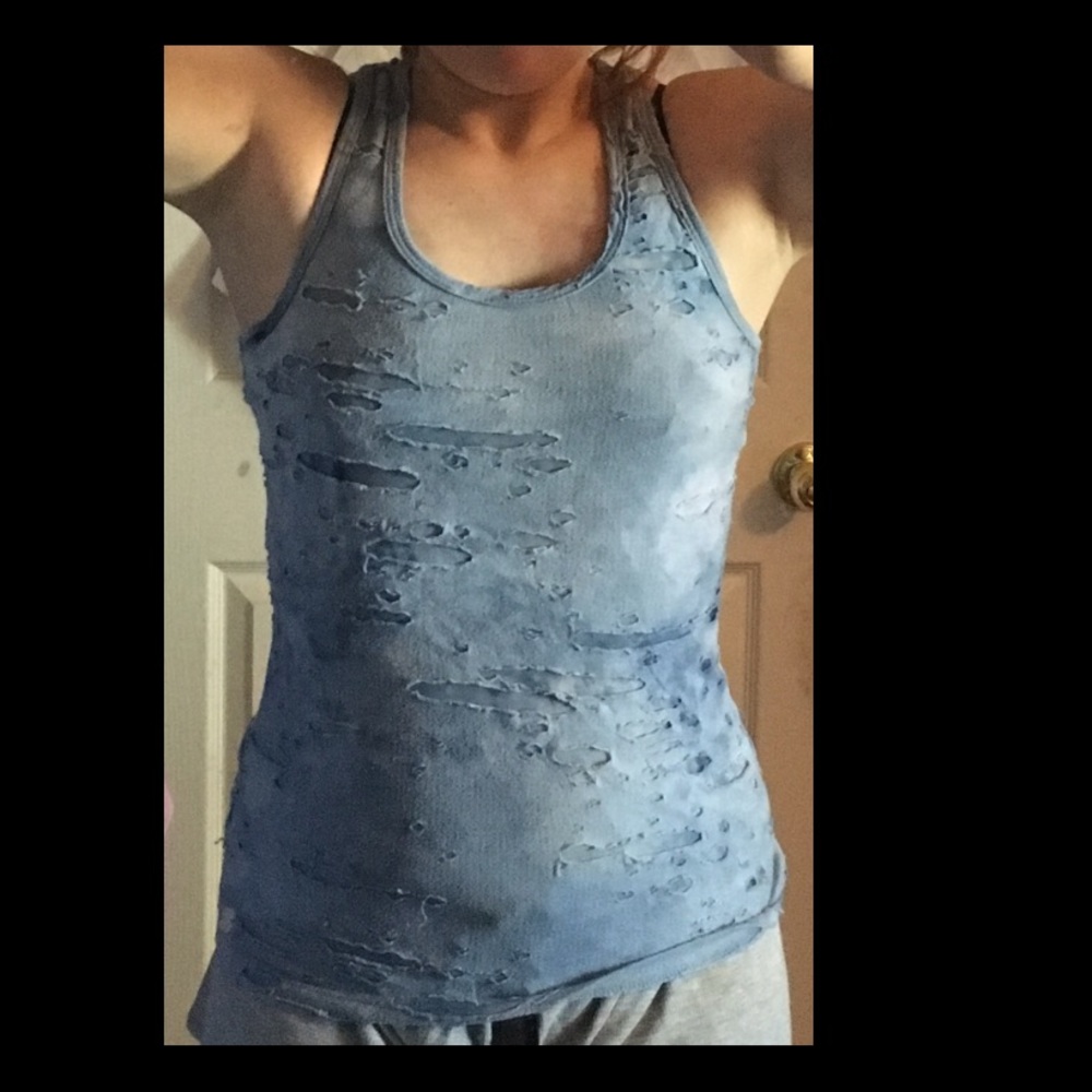 Ripped blue tank top