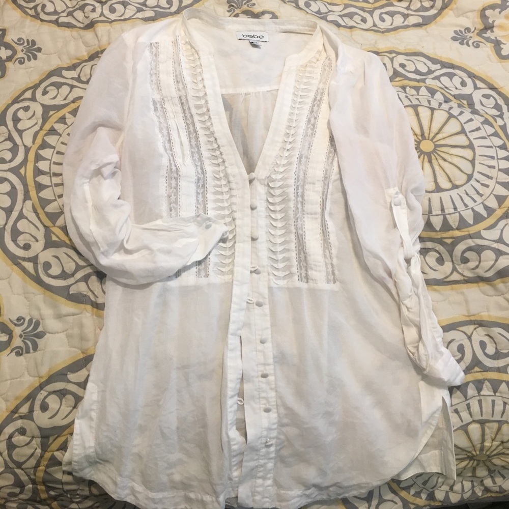 Bebe white blouse size small