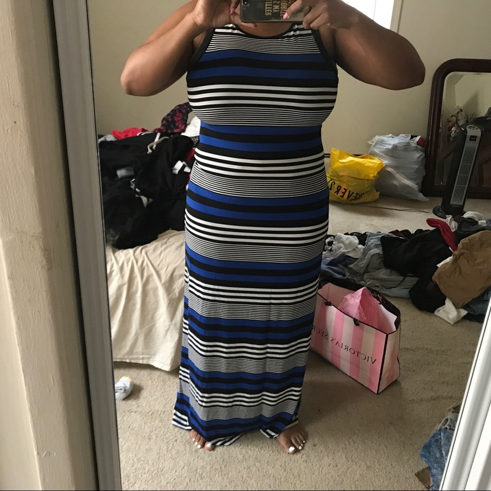 Blue, Black, and White sun dress