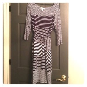 MOTHERHOOD Navy blue and white striped dress