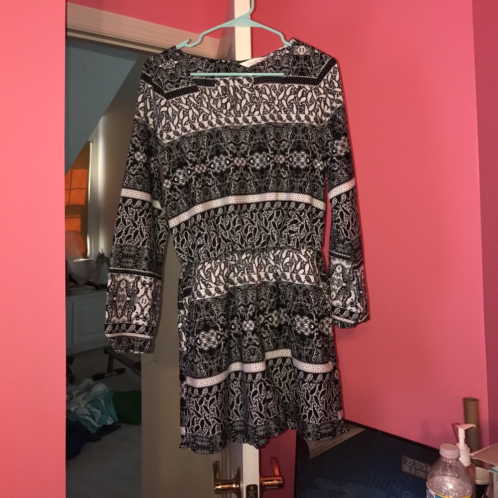 Black and White Long Sleeve Romper