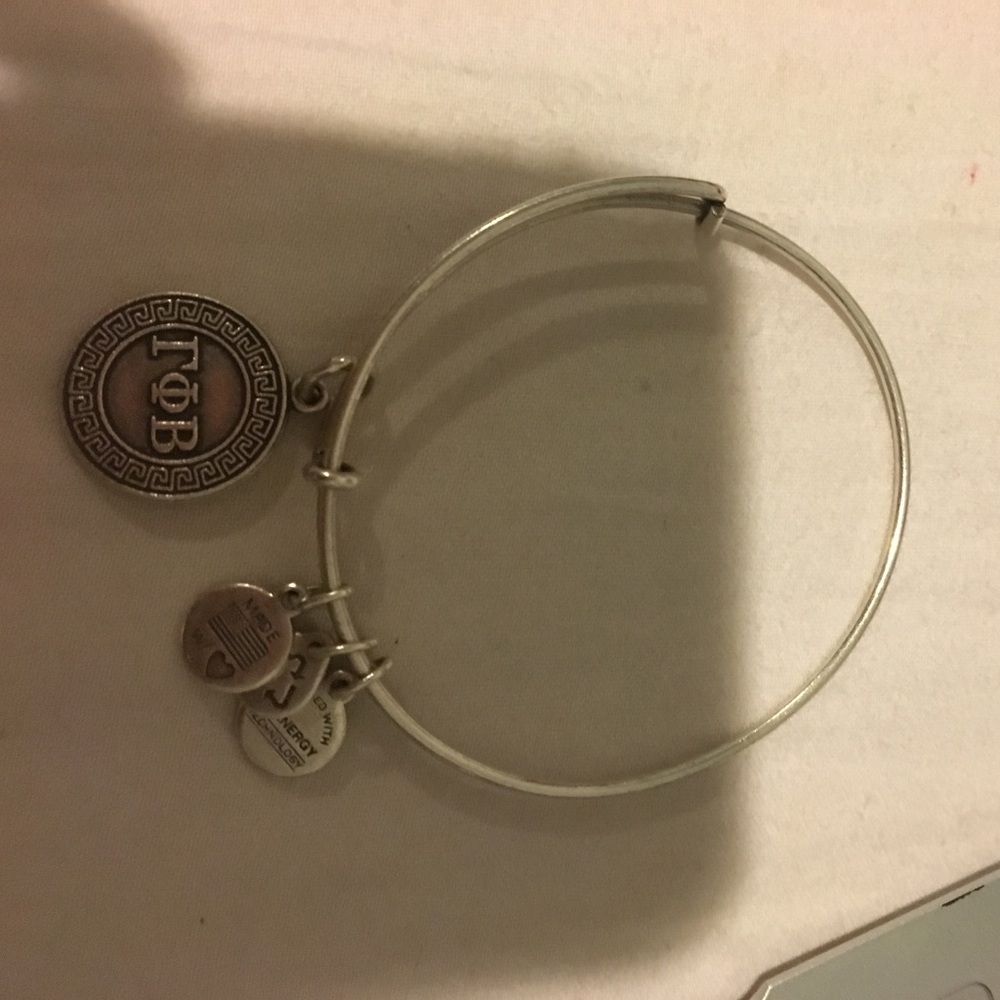 Silver Alex & ani gamma phi beta sorority bracelet