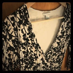 White and black print blouse from H&M