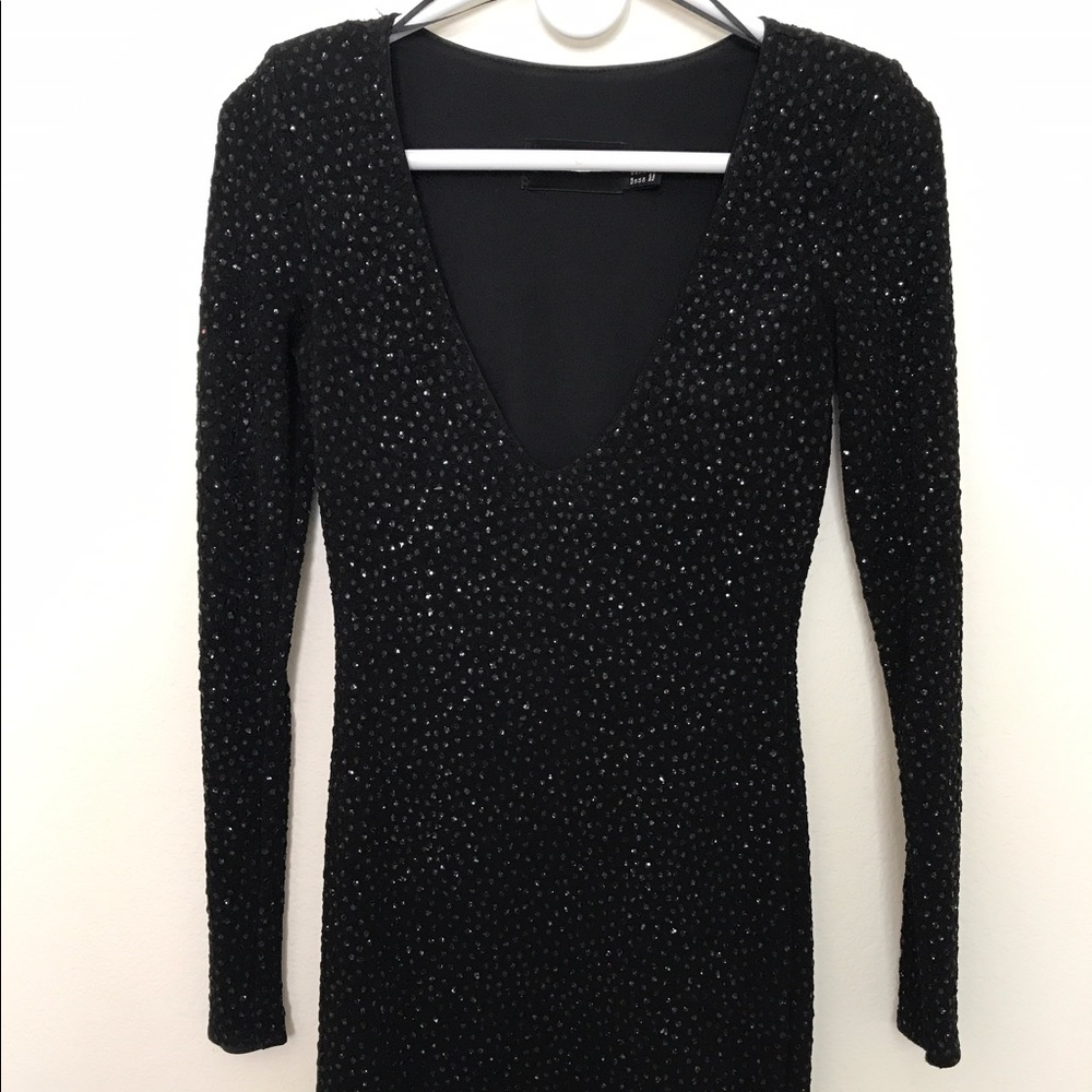 Sparkling low neckline black dress