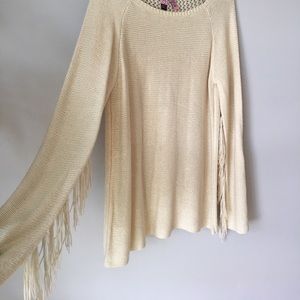 Fringe cream sweater