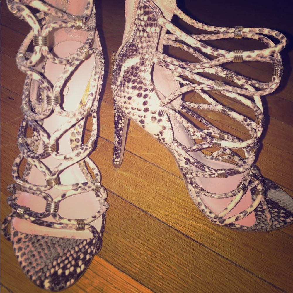 Snakeskin Caged Heels
