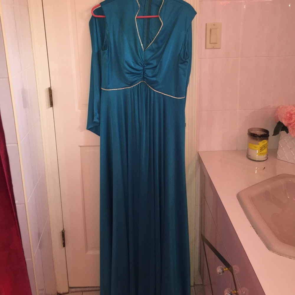 Vintage Teal Dress with Cover Up Jacket