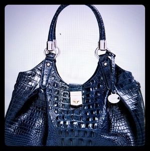 Elisa Croc Embossed Leather Shoulder Bag
