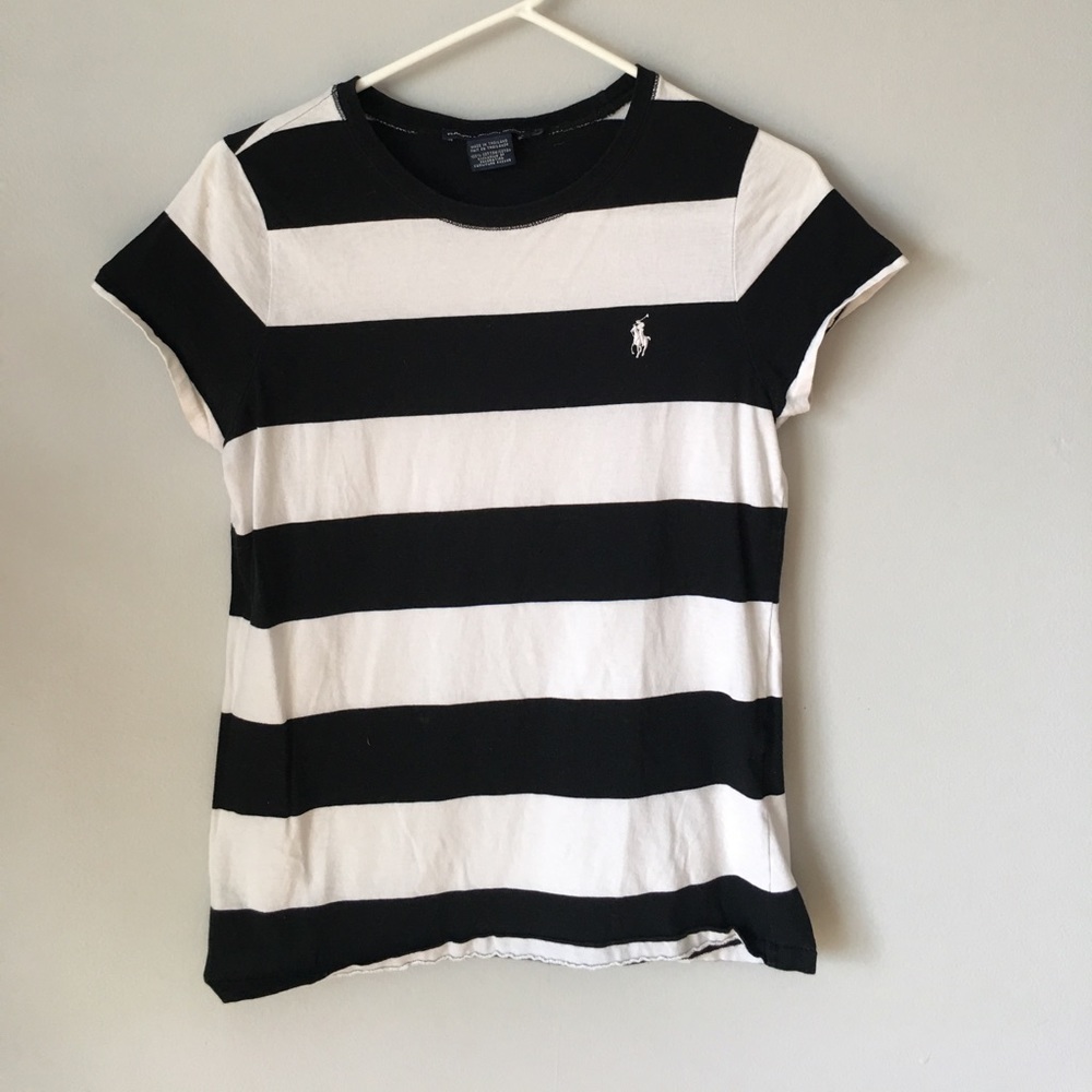 Ralph Lauren black and white stripe t shirt.