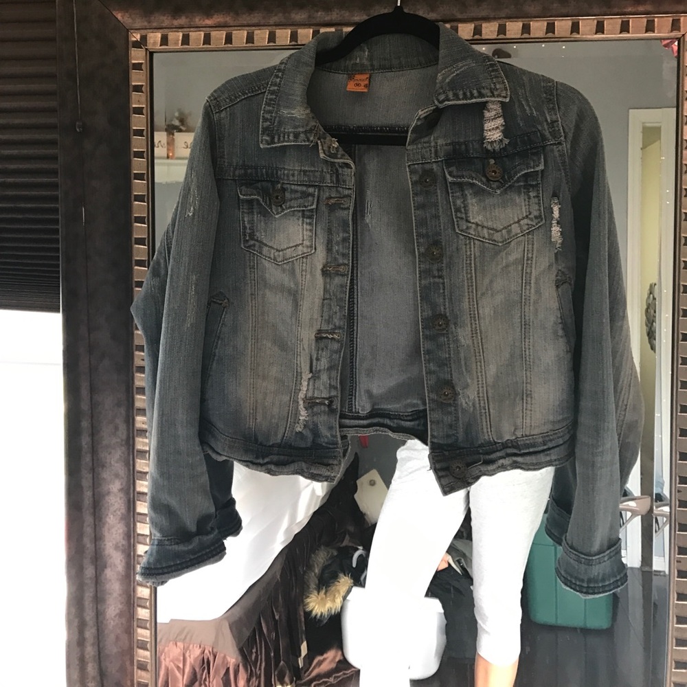 Distressed denim jacked
