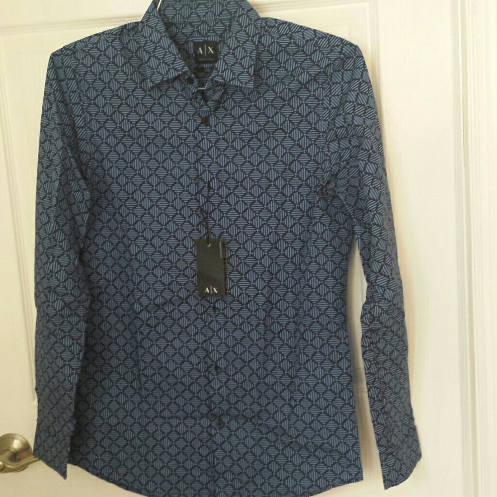 Armani xchange geometric blue shirt