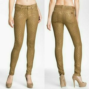 Gold Printed Coated 7 for All Mankind Skinny Jeans Gold Printed Coated 7 for All Mankind Skinny Jeans