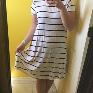 Black and White Stripe Shirt Dress