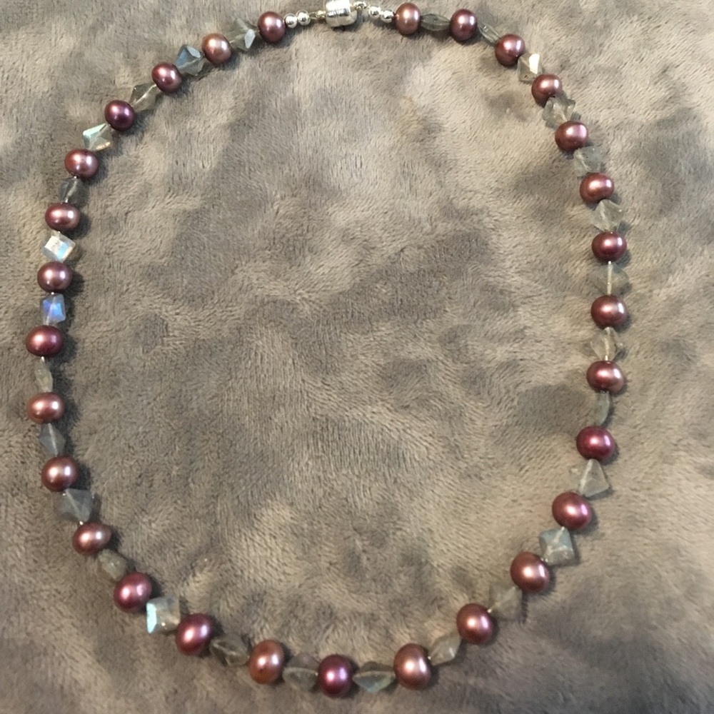 Labradorite & Purple Pearl Choker