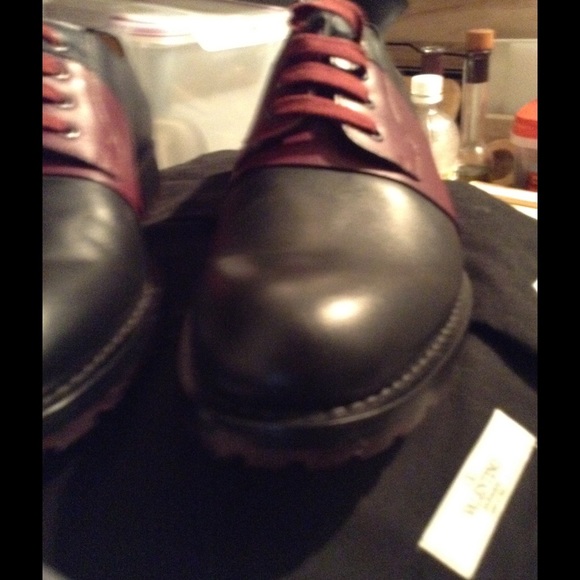 Valentino Garavani black and oxblood lace up shoes