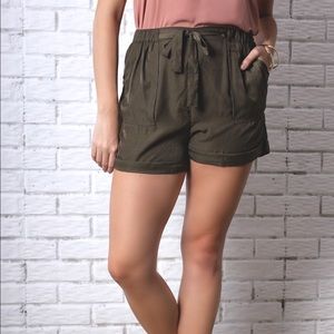 Summer Lovin' - Olive Tie Shorts