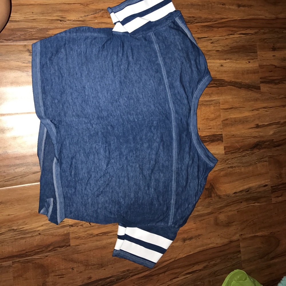 Forever 21 Blue Varsity Small Crop Top