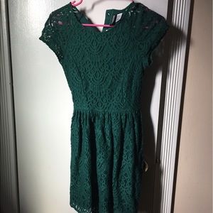 Dark sea foam lace dress