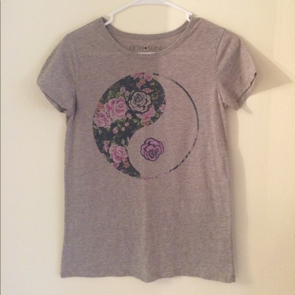 Light brown shirt with yin-yang flower design - Picture 1 of 2