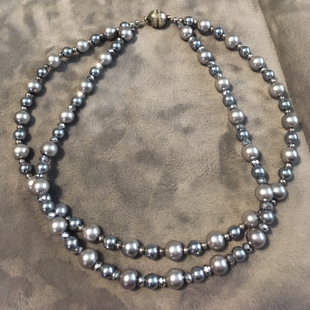 Silver Pearl Double Choker