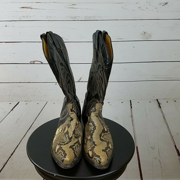 Tony Lama Other - Tony Lama Western Leather Snakskin Boots 8.5 D