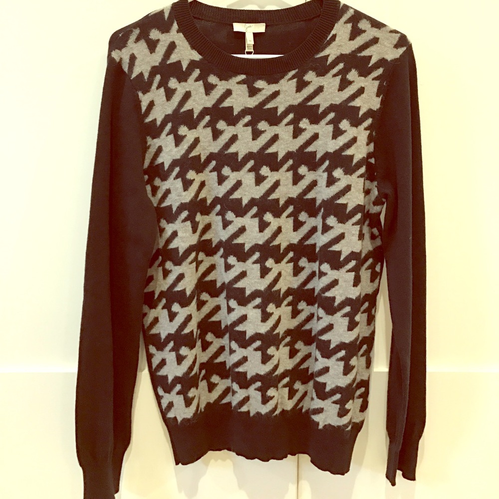 BRAND NEW Joie black and grey houndstooth sweater
