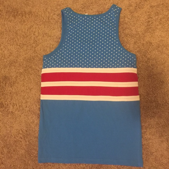 NWT Parish Men's red white and blue tank top - Picture 2 of 3