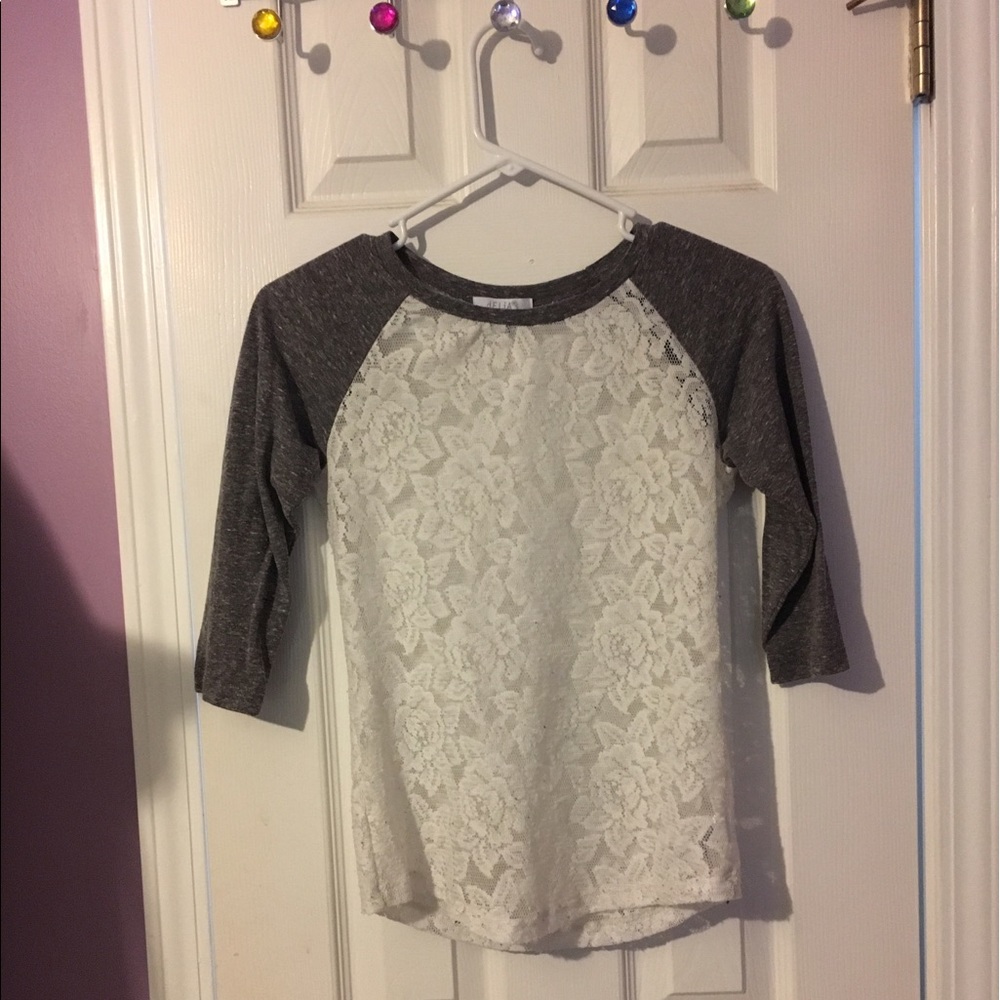 White lace baseball tee
