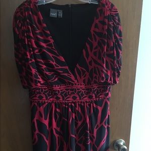 Beautiful black and red, short sleeve V neck dress