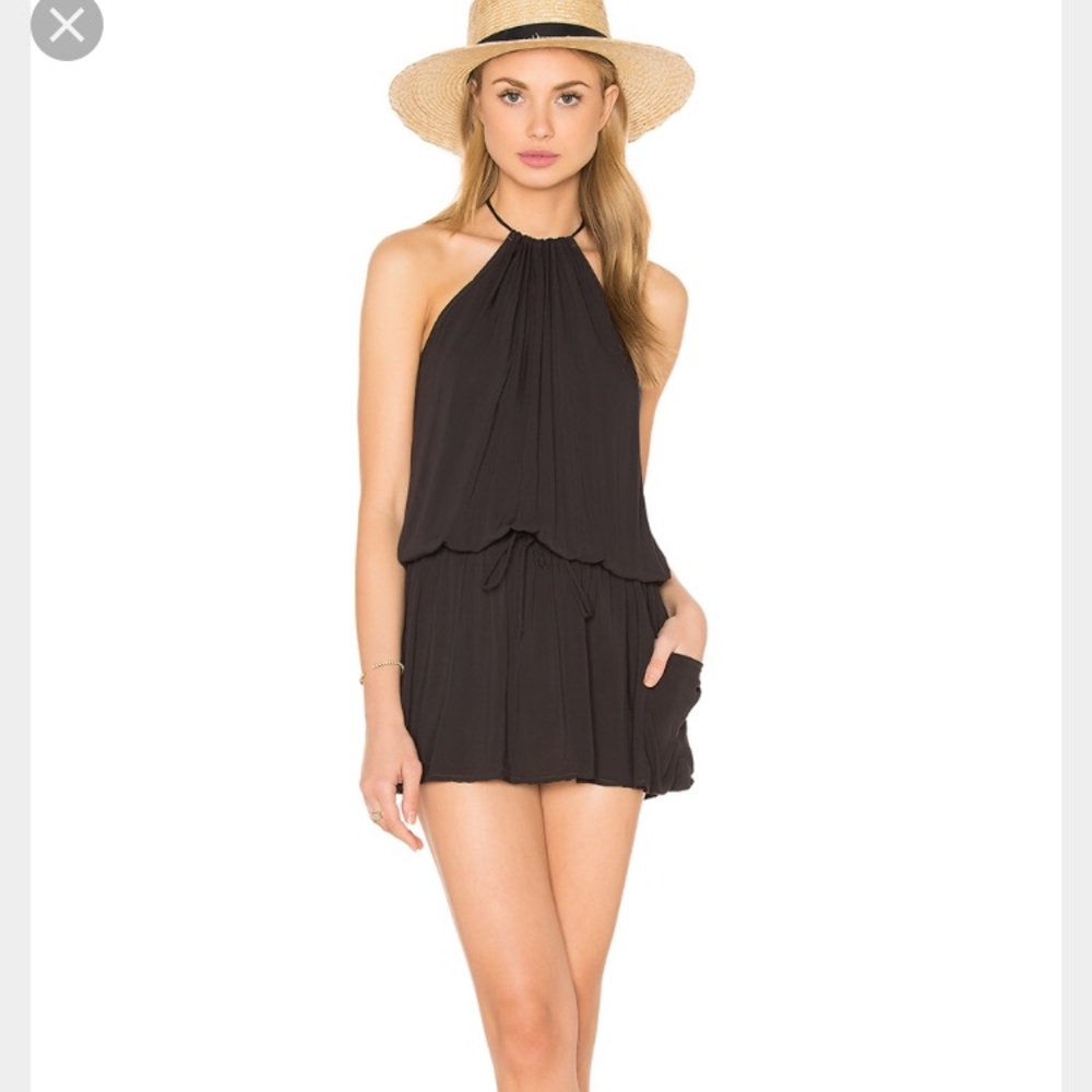 Black blue life halter dress