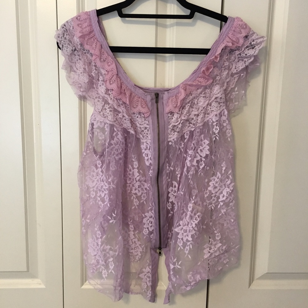 Free People Lilac Lace Blouse