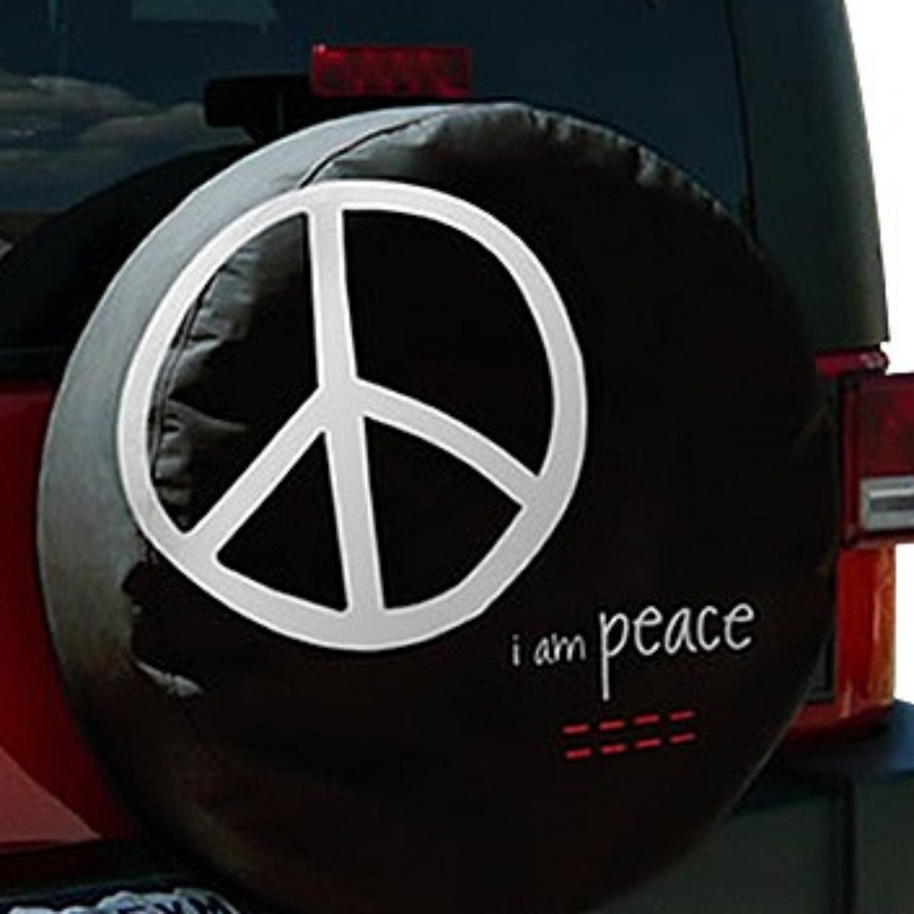 Peace Love World Black Tire Cover W/ GIFT