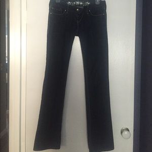 Dark denim boot cut jeans