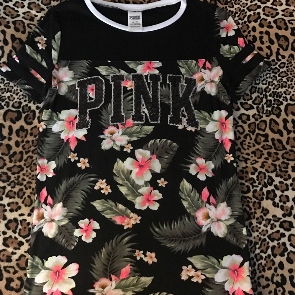 Victoria's Secret PINK Floral Bling Tee