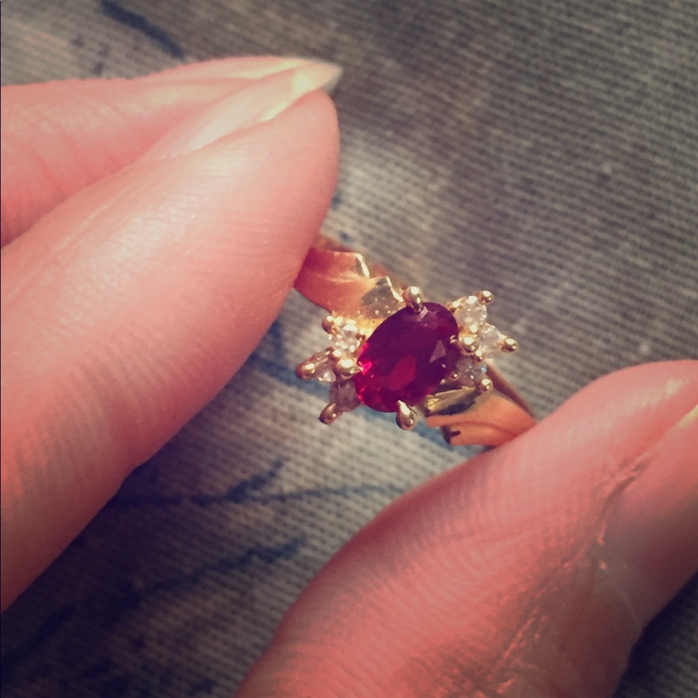 Ruby + Diamonds 14k gold ring