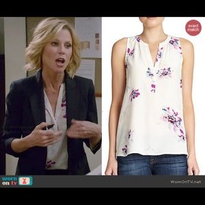 XS Joie Senia B Floral White Silk Top