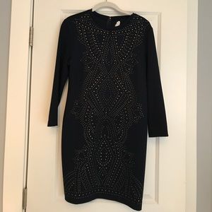 Atelier Nicole Miller studded Navy Dress. Large.