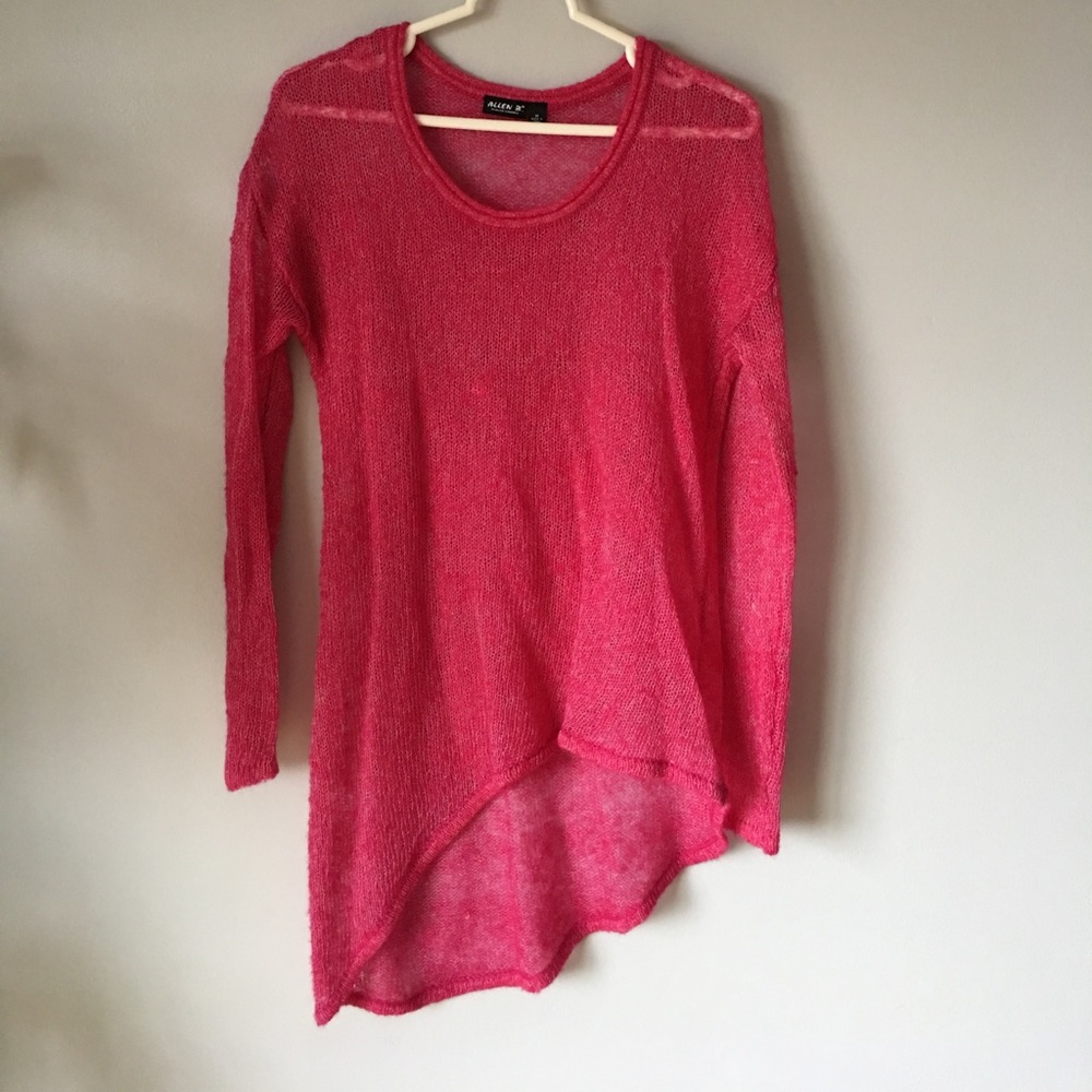 Sheer high low pink sweater