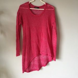 Sheer high low pink sweater