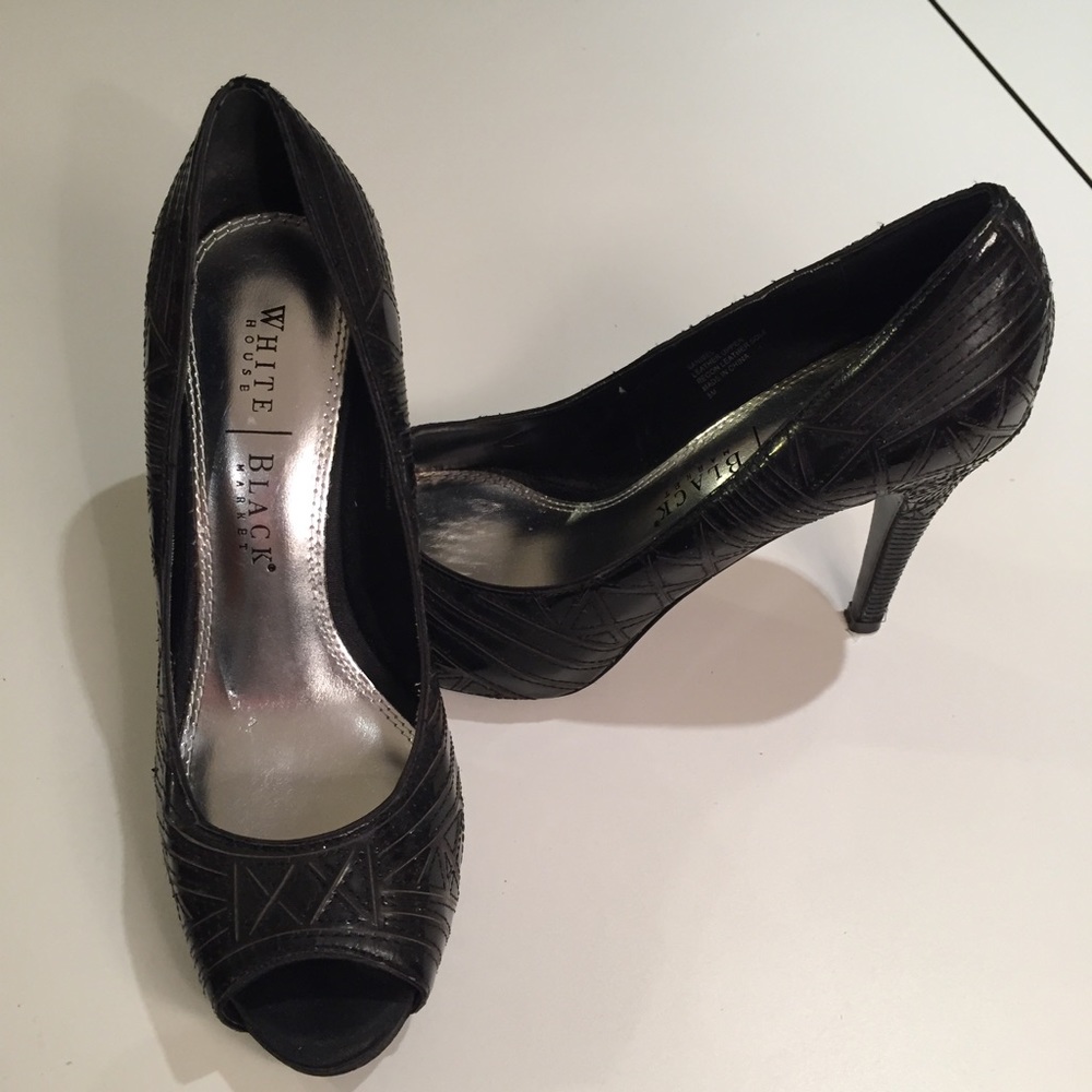 White House Black Market Peep Toe Pumps Size 8