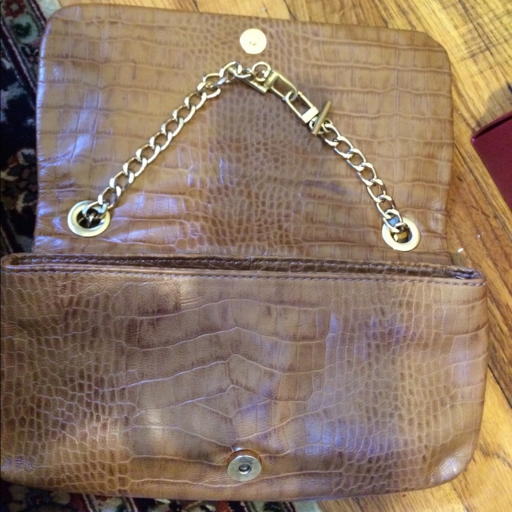 Tahari Women's Python With Gold Chain Clutch/Purse - image 4