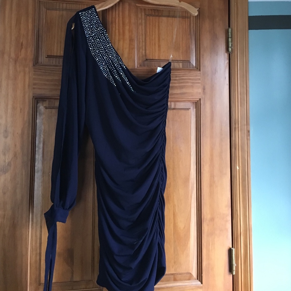 Sold!!!! Navy tight one sleeve dress