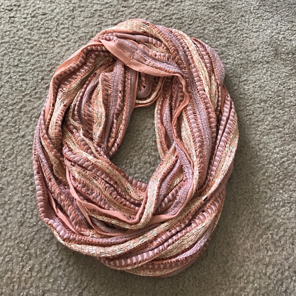 Pink and gold infinity scarf
